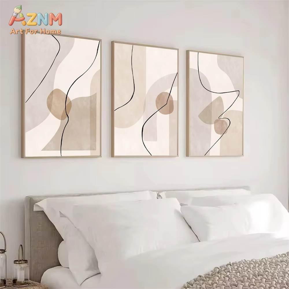 Interior Designer - Abstrakcyjne Beżowe Geometryczne Linie Obraz na