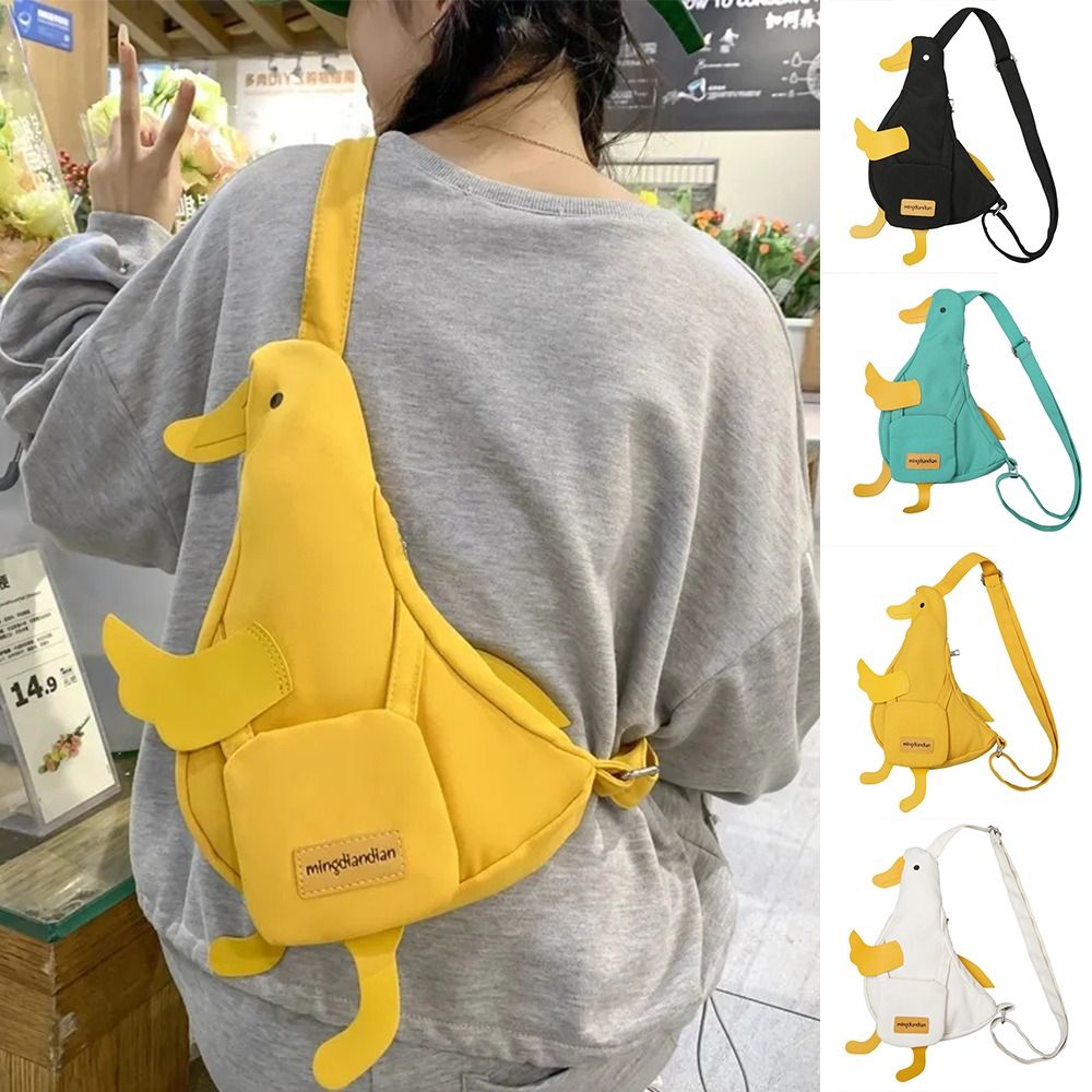Interior Design Korean Style - Prosta płócienna torba crossbody z zabawną
