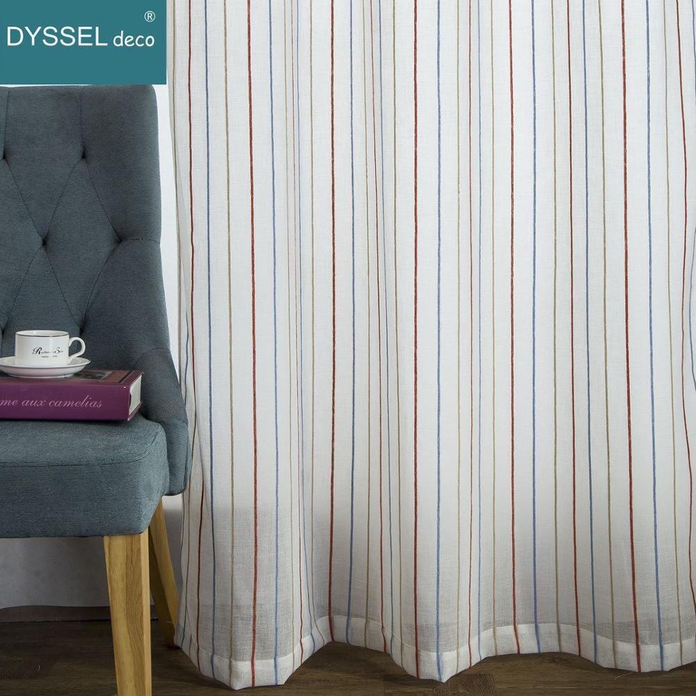 Linen Curtain Eyelet - Nowoczesna biała, lniana, przezroczysta zasłona w