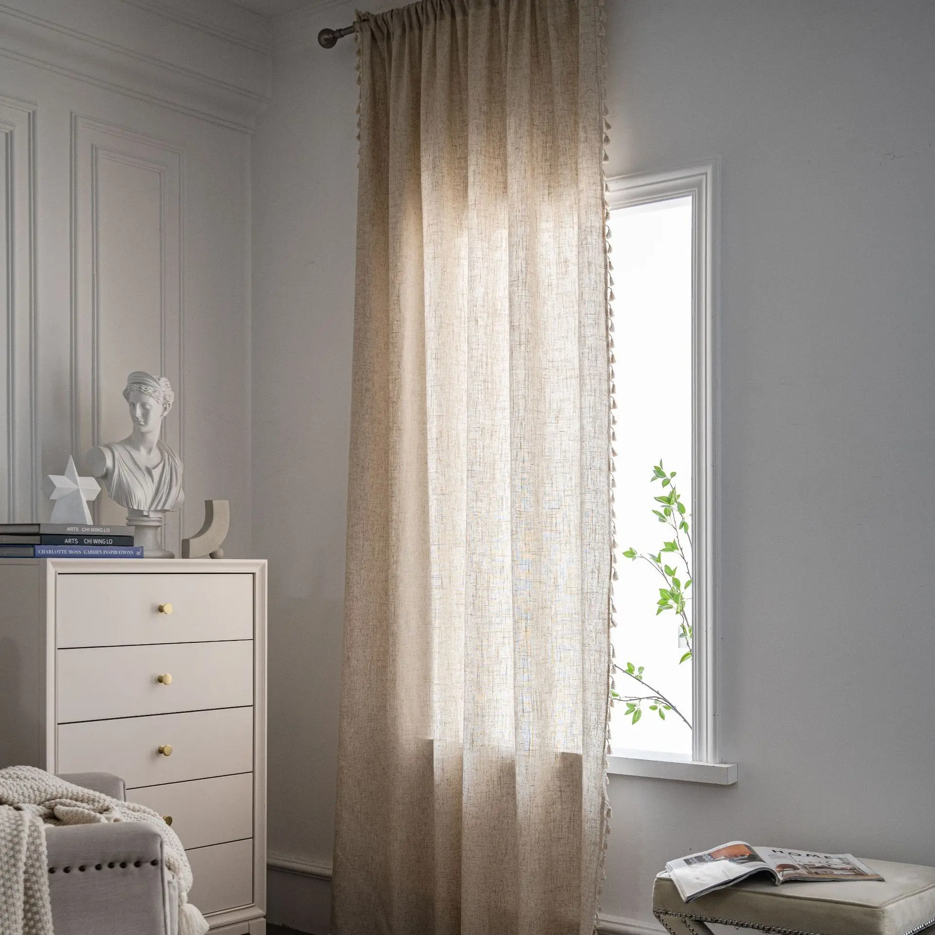 Boho Lniane Zasłony Pół Zaciem – Linen Curtain Eyelet recenzja i cena